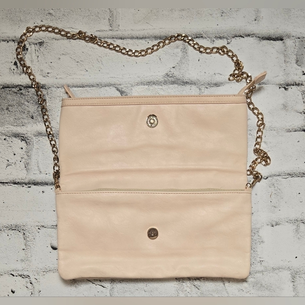 Aldo Nude Studded Crossbody Clutch Bag Gold Chain Convertible Purse - Picture 5 of 9